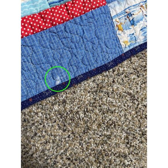 Vintage Sailboat Nautical Star Quilt Coastal Beachy Children Cottage 46in X 46 - Picture 6 of 8